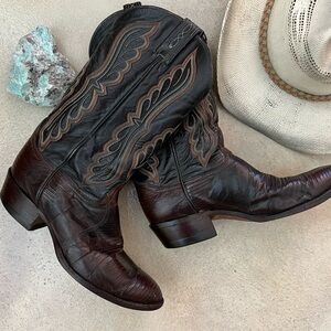 VINTAGE TONY LAMA | Men's | Cowboy Boots | Leather & Lizard | Size 9.5EE